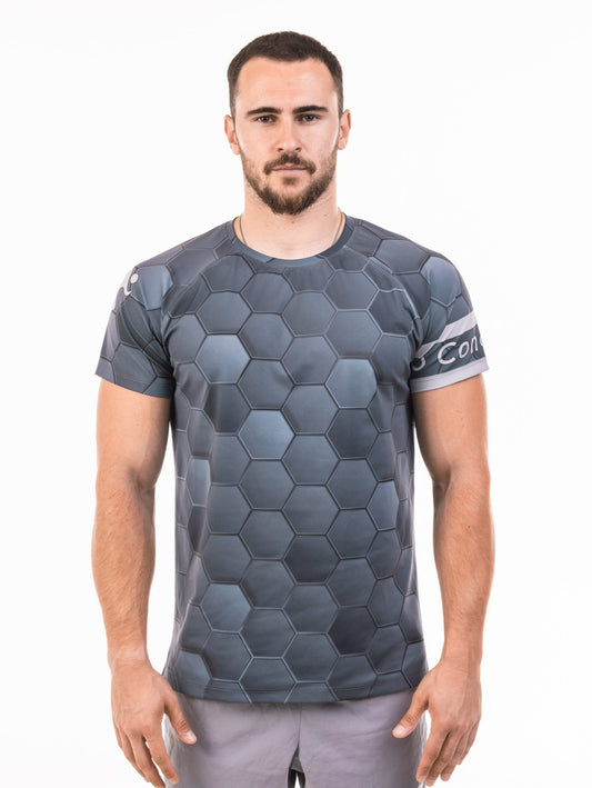 Gray Honeycomb Short Sleeve T-shirt