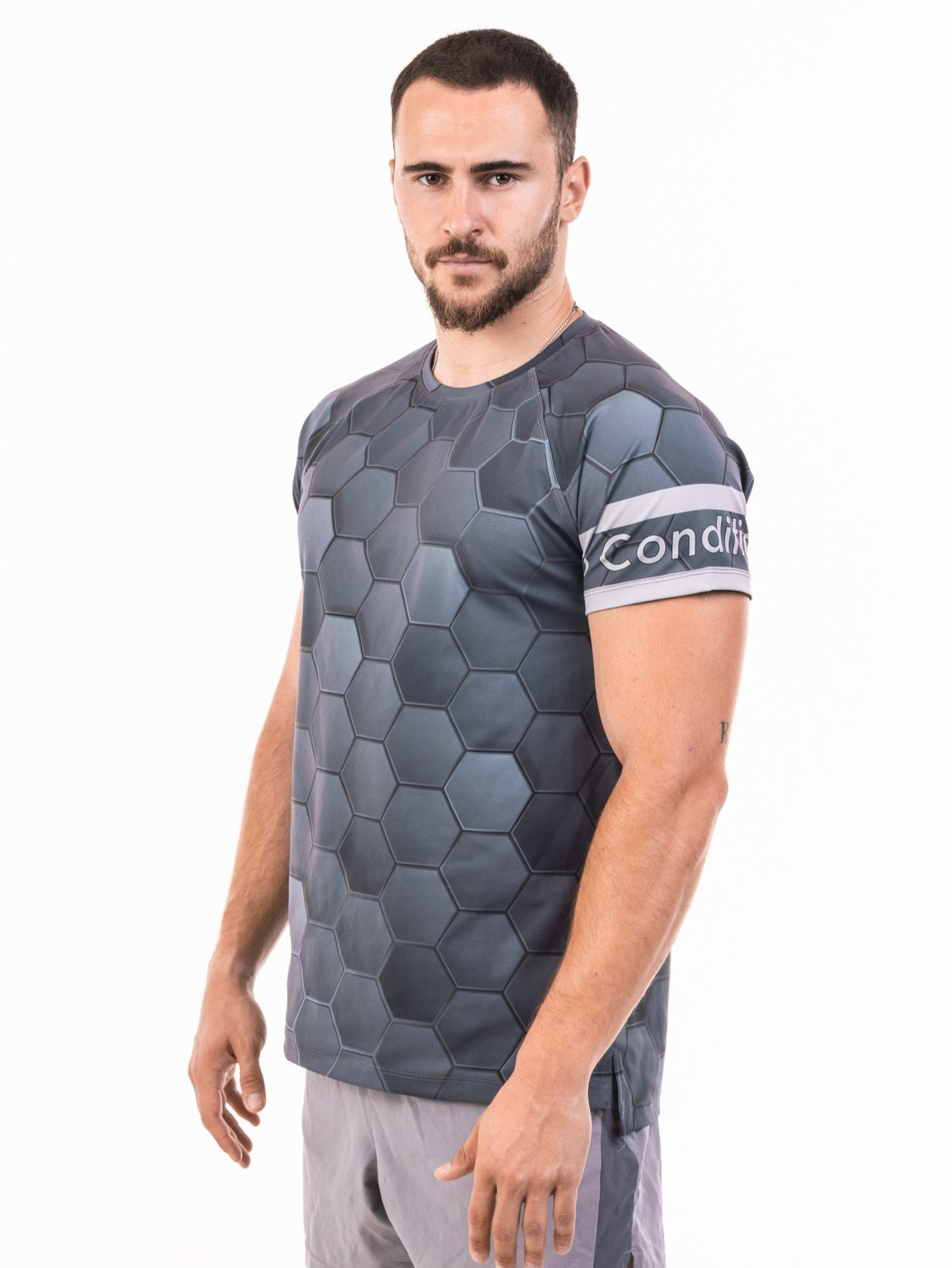 Gray Honeycomb  Short Sleeve T-shirt